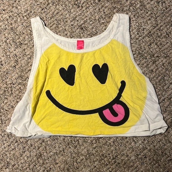 Smiley face cropped tank top - Picture 1 of 3